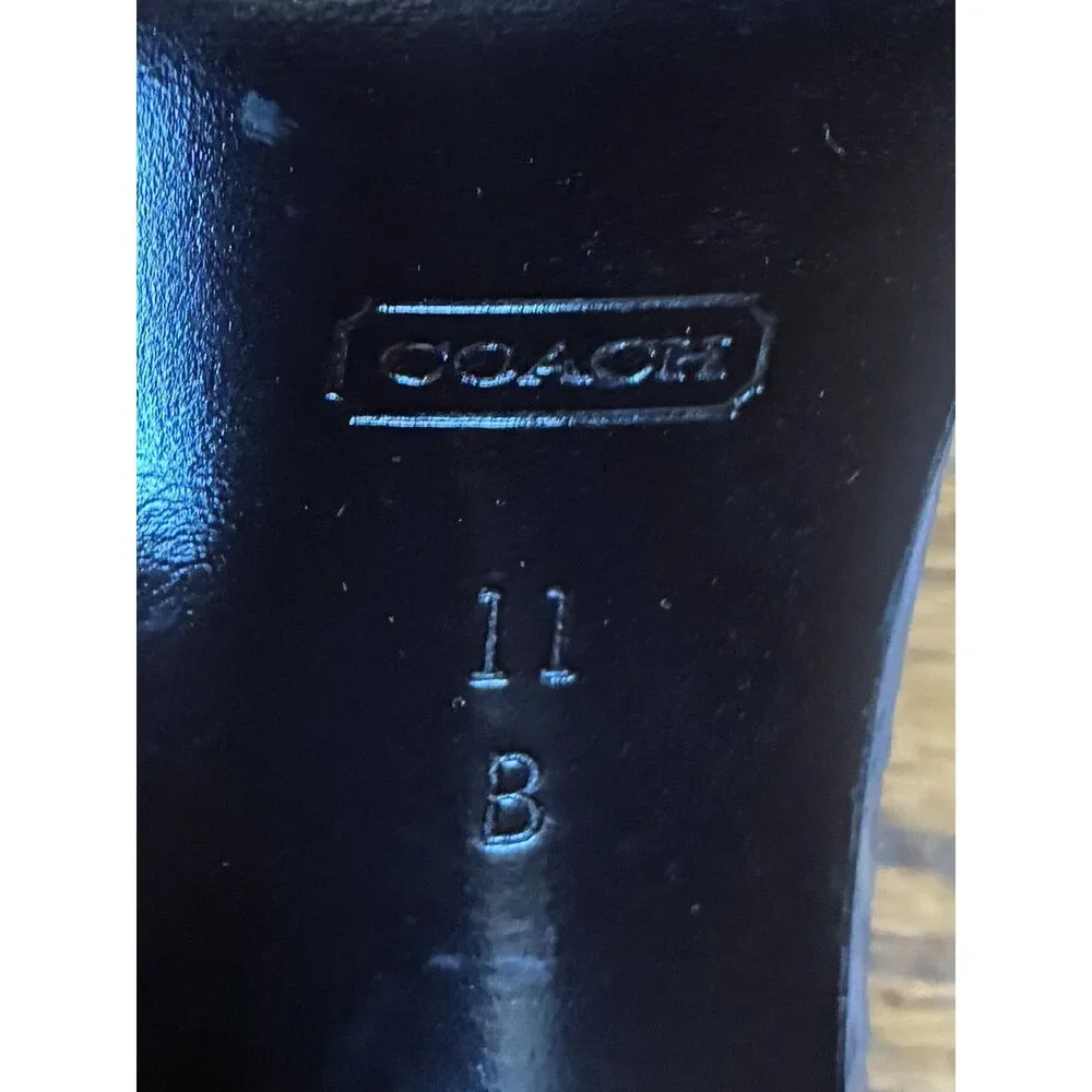 COACH Brown Croc Embossed Leather Peep Toe Platform Heels Shoes  Women's Size 11